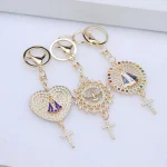 Wholesale Zinc Alloy Vintage Embossed Rose Gold Keychain Charm Keychain Key Ring Accessories Gift - Image 3