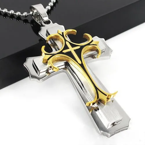 Best-selling God Men’s Necklace Dripping Oil Cross Christianity Catholic Fashion Belief Zinc Alloy Jewelry