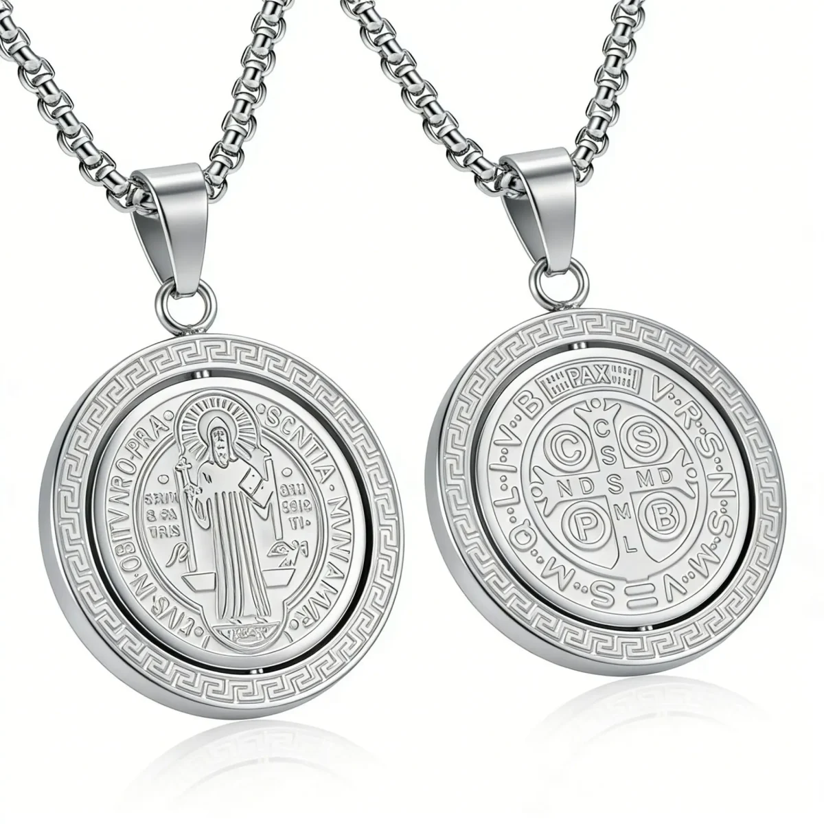 Stainless Steel Religious Pendant Necklace Exorcism St Benedict Amulet Titanium Steel Non Fading Unisex Jewelry Wholesale - Image 2