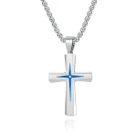 Wholesale Stainless Steel Lightning Cross Pendant Necklace Men Punk Vintage Two Tone Jewelry Gift - Image 5