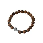 Wholesale Wood Bead Bracelet Cross Charm Strand Bracelet Men Fashion Jewelry Accessories Gift - Image 4