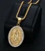 Wholesale Titanium Steel Gold Plated Rhinestone Pendant Necklace Hip Hop Jewelry DIY Accessories Unisex