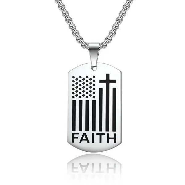 Wholesale Stainless Steel American Flag Dog Tag Pendant Necklace Men Fashion Jewelry Titanium Steel Charm Gift