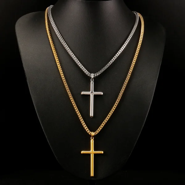 Wholesale Stainless Steel Cross Pendant Necklace Titanium Steel Gold Plated Men Women Fashion Jewelry