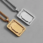Wholesale Stainless Steel Religious Square Medal Pendant Necklace Virgin Mary Prayer Charm Unisex Vintage Jewelry - Image 2
