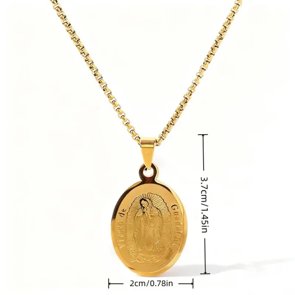 Wholesale Titanium Steel Catholic Oval Portrait Pendant Necklace Vintage Engraved Clavicle Chain Unisex DIY Jewelry Acce