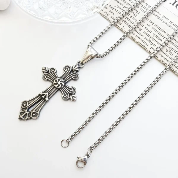 Wholesale Stainless Steel Cross Pendant Necklace Vintage Religious Jewelry Accessories Unisex DIY Gift
