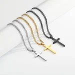 Wholesale Stainless Steel Cross Necklace Mens Religious Jewelry Gold Black Silver Color Pendant Chain Fashion Accessories