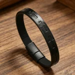 Wholesale Vintage Cross Pattern Braided Leather Bracelet Men Magnetic Clasp Multi Layer Wristband Fashion Jewelry - Image 3