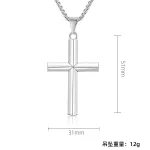 Wholesale Titanium Steel Cross Pendant Necklace Men Fashion Simple Rhombus Beveled Square Pearl Chain Jewelry Accessories - Image 5