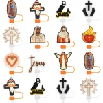 Bible series water cup straw cap 10mm universal, cartoon straw plug soft straw cap
