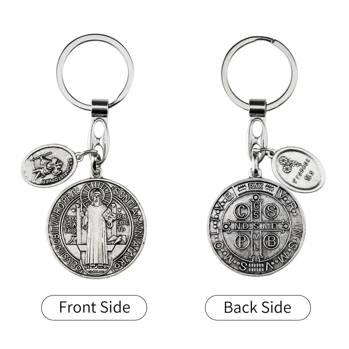 Wholesale Zinc Alloy Double Sided Cross Pastor Virgin Mary Charm Keychain Retro Religious Keychain Key Ring Accessory - Image 2
