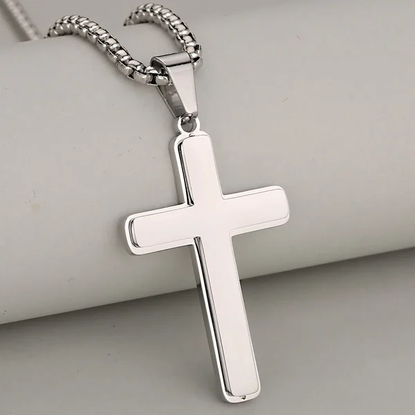 Wholesale Stainless Steel Double Layer Cross Necklace Titanium Steel Non Fading Fashion Jewelry Women Men Gift