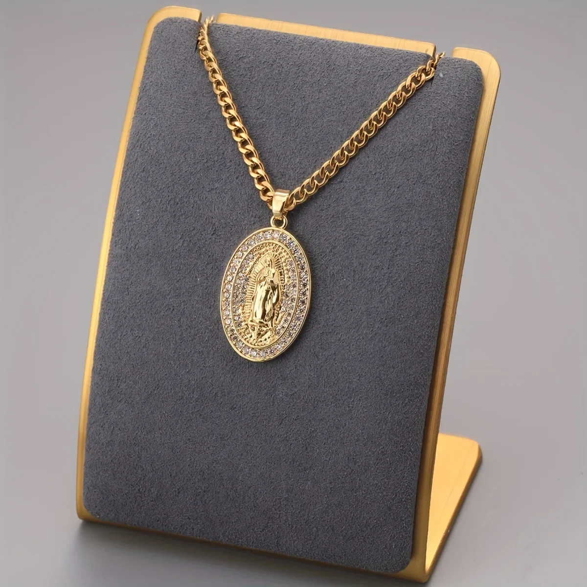 Wholesale Stainless Steel 18K Gold Plated Religious Maria Pendant Necklace Jewelry Accessories Unisex - Image 3