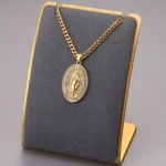 Wholesale Stainless Steel 18K Gold Plated Religious Maria Pendant Necklace Jewelry Accessories Unisex - Image 3