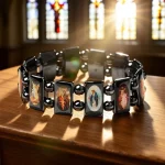 Hematite Orthodox Icon Bracelet Oil-Drop Alloy Bracelet Catholic Gift Religious Christian Devotional Saint Portrait Jewelry - Image 4