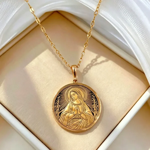 Wholesale Stainless Steel Pendant Necklace Religious Oil Painting Design Fashion Jewelry Unisex Gold Rose Gold Silver