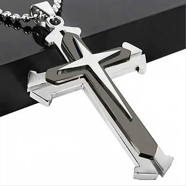 Best-selling God Men’s Necklace Dripping Oil Cross Christianity Catholic Fashion Belief Zinc Alloy Jewelry