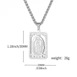Wholesale Stainless Steel Religious Square Medal Pendant Necklace Virgin Mary Prayer Charm Unisex Vintage Jewelry - Image 5