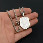 Stainless Steel Archangel Saint Michael Shield Pendant Necklace Unisex Trendy Religious Jewelry Wholesale - Image 3