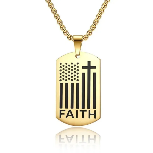 Wholesale Stainless Steel American Flag Dog Tag Pendant Necklace Men Fashion Jewelry Titanium Steel Charm Gift
