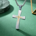 Wholesale Stainless Steel Lightning Cross Pendant Necklace Men Punk Vintage Two Tone Jewelry Gift - Image 4