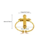 Wholesale Stainless Steel Cross Ring Double Layer Band Ring Women Fashion Jewelry Gold Color Antique Rings - Image 4