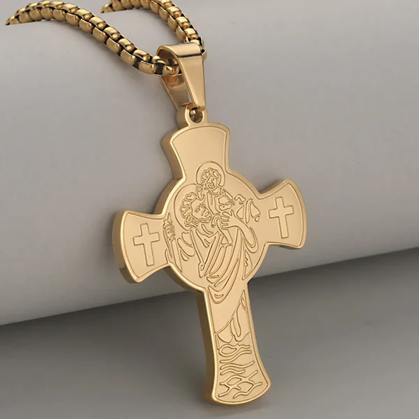 Wholesale Stainless Steel Cross Pendant Necklace Men Women Vintage Punk Jewelry DIY Accessories