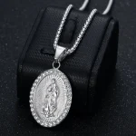 Wholesale Titanium Steel Gold Plated Rhinestone Pendant Necklace Hip Hop Jewelry DIY Accessories Unisex - Image 2