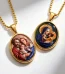 Mecrt Wholesale Stainless Steel Catholic Oval Pendant Necklace Colorful Enamel Religious Jewelry Unisex Fashion Charm