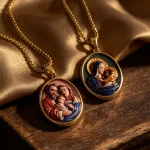 Mecrt Wholesale Stainless Steel Catholic Oval Pendant Necklace Colorful Enamel Religious Jewelry Unisex Fashion Charm - Image 2