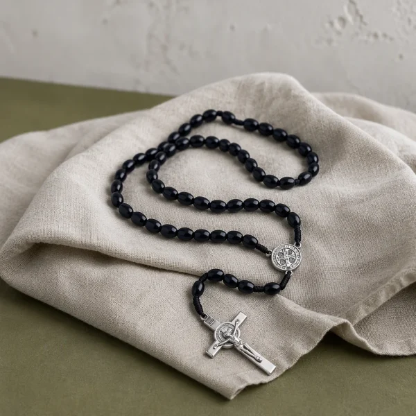Catholic Rosary Prayer Beads 8*10mm Christ Wooden Beads Cross Jesus Saint Necklace Jewelry Christianity Easter Church Gi