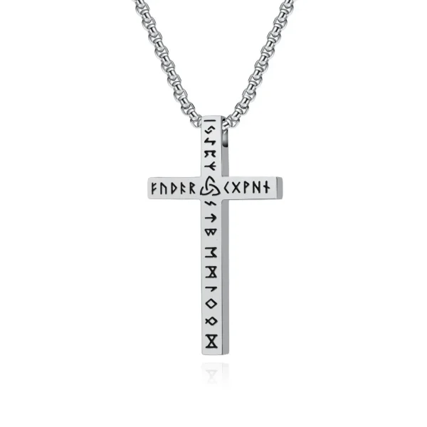 Wholesale Stainless Steel Viking Cross Pendant Necklace Men Retro Nordic Amulet Jewelry Gift