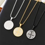 Wholesale Stainless Steel Cross Medal Pendant Necklace Vintage Religious Men Women Titanium Steel Jewelry Accessories - Image 2