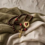 Catholic Rosary Pair Wooden Bead Prayer Necklaces Heart Pendant Crucifix Jewelry for Couples - Image 4