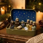 Mini Christmas Nativity Set in Tin Box - Image 2