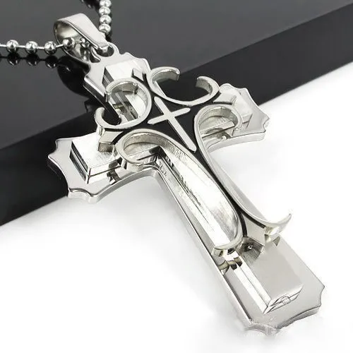 Best-selling God Men’s Necklace Dripping Oil Cross Christianity Catholic Fashion Belief Zinc Alloy Jewelry