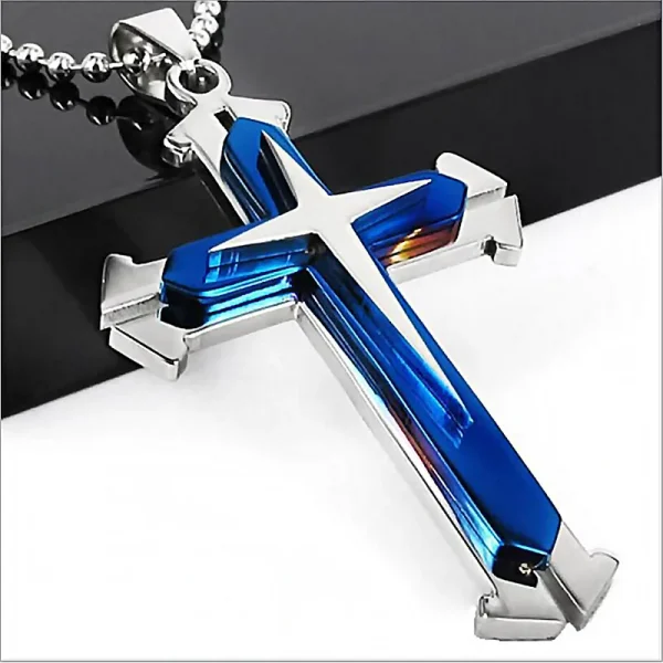 Best-selling God Men’s Necklace Dripping Oil Cross Christianity Catholic Fashion Belief Zinc Alloy Jewelry