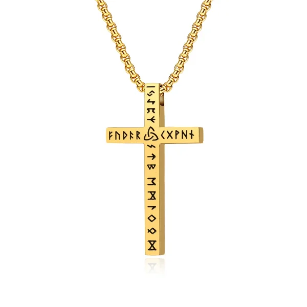 Wholesale Stainless Steel Viking Cross Pendant Necklace Men Retro Nordic Amulet Jewelry Gift