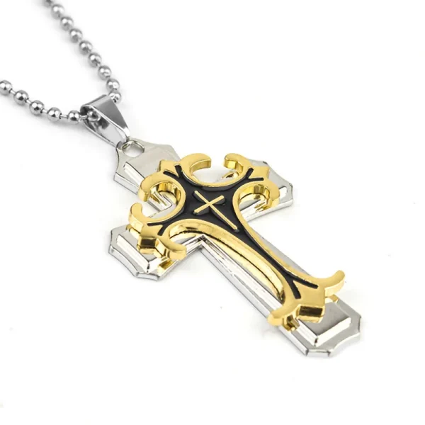 Best-selling God Men’s Necklace Dripping Oil Cross Christianity Catholic Fashion Belief Zinc Alloy Jewelry