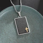 Wholesale Titanium Steel Cross Pendant Necklace Men Religious Prayer Jewelry Minimalist Square Cross Charm Necklace - Image 3