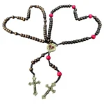Catholic Rosary Pair Wooden Bead Prayer Necklaces Heart Pendant Crucifix Jewelry for Couples - Image 5